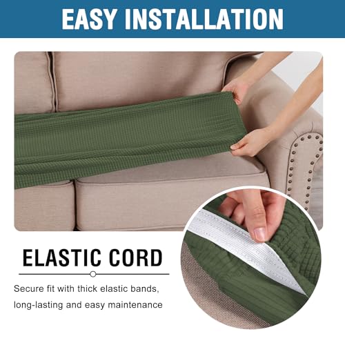 Super Stretch Individual Seat Cushion Covers Sofa Covers Couch Cushion Covers Slipcover Sets Thick Jacquard Textured Twill Fabric (Bronze Green / 1 Cushion Sofa)
