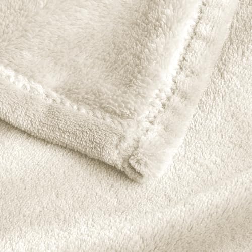 Fleece Blanket Soft Plush Oversized Bed Blanket Cream 120"x120" (Cream / Oversized King(120"x120"))