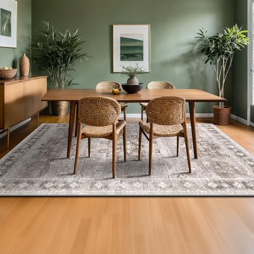 Washable Neutral Farmhouse Living Room Rug (6' x 9' (Rectangular) / Latte / Beige)