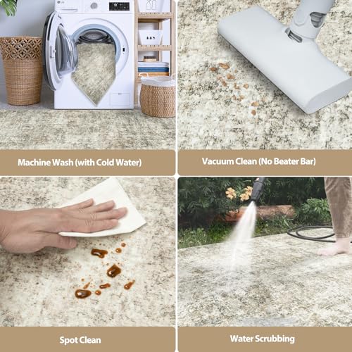 Runner Rugs for Hallways Kitchen 2.6x8 Non Slip Washable Beige Brown (Beige/Brown / 2'6" x 8' (Rectangular))