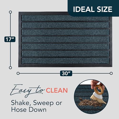 Extra Durable Door Mat Outside Entrance (30" x 17" (Rectangular) / Bright Blue)