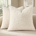 Sherpa Throw Pillow Covers 20x20 Set of 2 Neutral Cream (Cream / 20" x 20" (Pack of 2))
