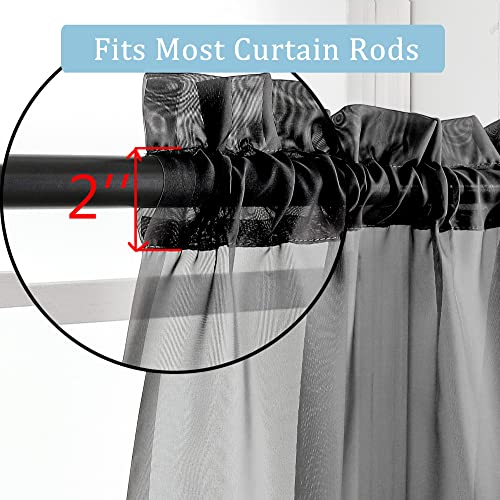 Black Sheer Curtains (Black / 42"W x 63"L (Pack of 2))