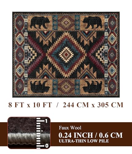 8x10 Western Cabin Area Rugs for Living Room (Bear / 8'x10' (Rectangular))