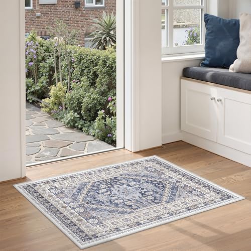2x3 Rug Non Slip (Blue/Beige / 2' x 3' (Rectangular))