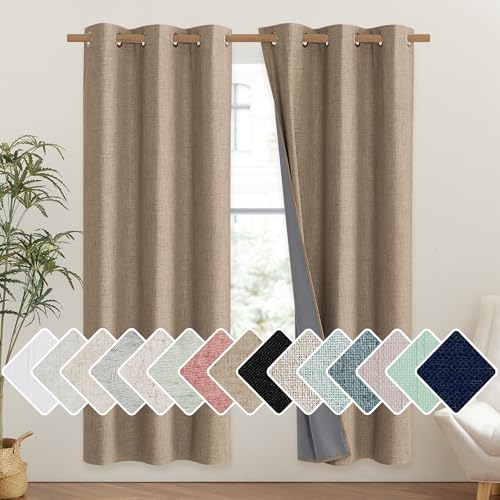 Burlap Vintage Open Linen Weave Flax Thermal Curtains (42"W x 72"L (Pack of 2) / Burlap)