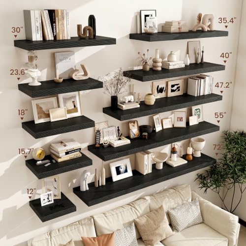 Floating Shelves for Wall 18x12” Set of 2 (Black / 18”wx12”dx2”h)