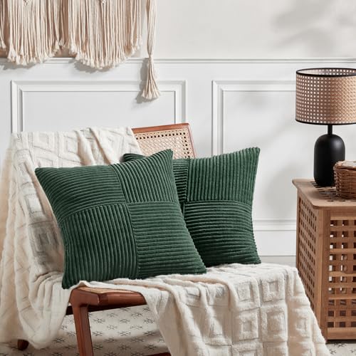 Set of 2 Dark Green Samll Decorative Throw Pillow Covers 12x12 Inch for Living Room Couch Bed (Dark Green / 12" x 12" (Pack of 2))