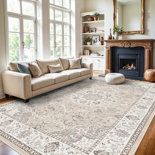 Washable Large 9x12 Area Rug (9' x 12' (Rectangular) / Beige)