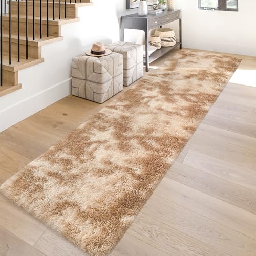 Super Soft Fluffy Living Room Area Rugs 2x10 ft Tie (Tie-dyed Beige / 2' x 10' (Runner))