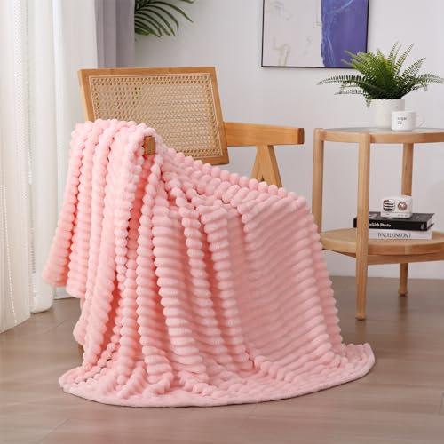 Light Pink Fleece Throw Blanket 50”×70” for Couch Sofa Livingroom (Light Pink / 50×70inch)