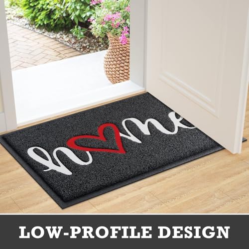 Black Door Mat Welcome Mats Outdoor Indoor Doormat for Entryway Floor Mat (Black Home / 1'6" x 2'6" (Rectangular))