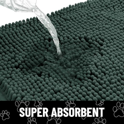 Dog Door Mat for Muddy Paws (59"X24" / Green and White)