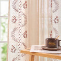 Floral Linen Curtains 63 Inch Farmhouse Back Tab 2 Panels (Red / 50"W x 63"L (Pack of 2))