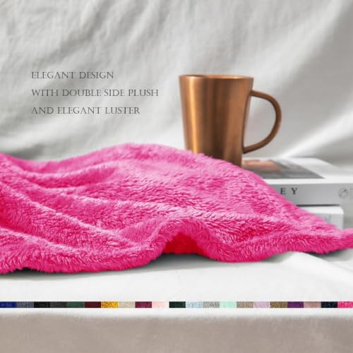 Fuzzy Plush Fleece Bed Blanket Queen Size (Hot Pink / 90x90 IN)