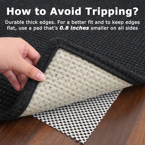 Runners for Hallways 2x10 ft Washable Kitchen Runner Non Slip Rubber Backed Hallway Rugs Cotton Entryway Runner Rug Floor Carpet for Indoor Hall (Black/Dark Grey / 2' x 10' (Runner))