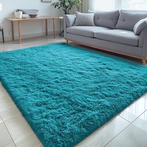 5x8 Machine Washable Large Area Rugs for Living Room (5x8 Ft / Teal)