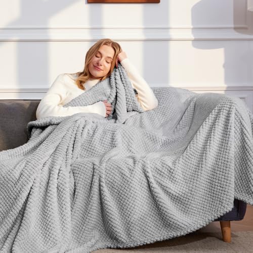 Soft Fleece King Size Bed Blanket (Light Grey / King(90x104 In))
