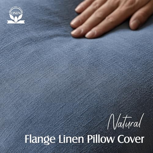 Linen Solid Decorative Throw Pillow Covers 24x24 Inch Dark Blue (24" x 24" (Pack of 2) / Blue Ashes)