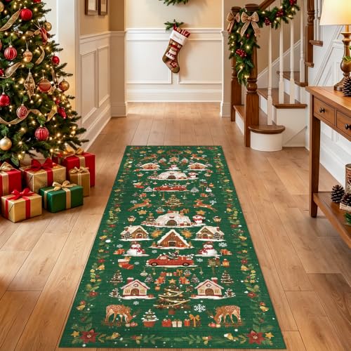 Washable Christmas Rug Runner 2x6 (2' x 6' (Rectangular) / Xmas/Green)