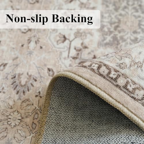 Washable 8ft Round Area Rug (8' (Round) / Beige)