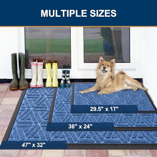 Front Door Mat Outside Entrance (Blue / 47" X 32")