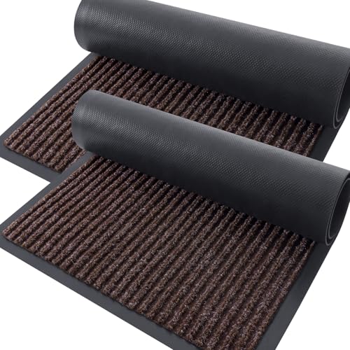2 Pack Front Door Mats 33x21 (Tan / 33" x 21")