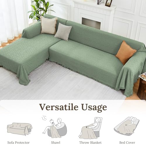 2 Piece Sectional Couch Cover for L Shape Sofa Sage XXL (Sage / XX-Large)