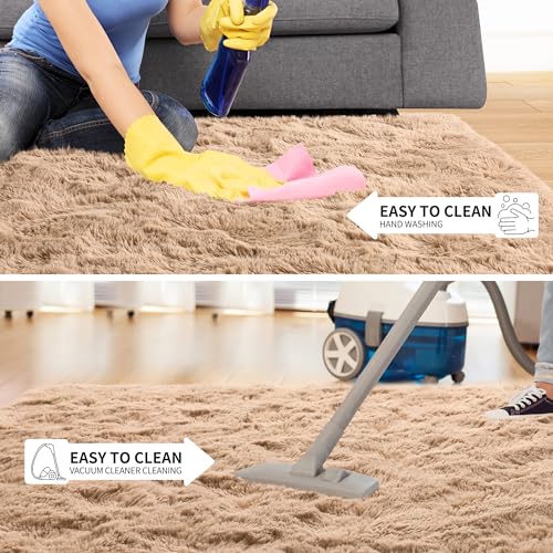 Soft Fluffy Rugs for Living Room (Beige / 6' X 9' (Rectangular))