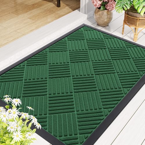 Front Door Mat Outside Entrance (Green / 47" X 23")