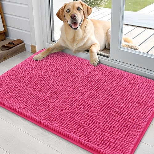 Dog Door Mat for Muddy Paws 36x24 (Hot Pink / 36" X 24")