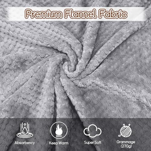 4 Pack Fleece Throw Blankets 50x60 Inches (Gray / Throw(50''x60''))
