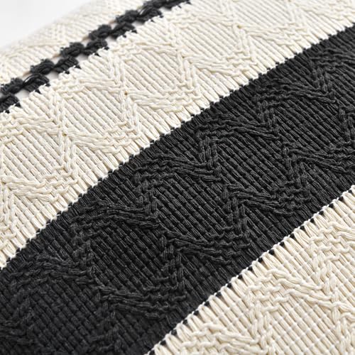 Set of 1 Boho Black Lumbar Decorative Throw Pillow Cover 12x20 Inch for Couch Bed Sofa Chair (20" x 12" (Pack of 1) / Black)