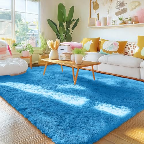 Area Rugs for Living Room Bedroom (4x5.9 Ft / Bright Blue)