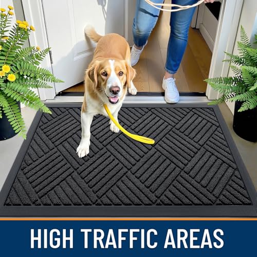 Front Door Mat Outside Entrance 47x32 (47" X 32" / Black Diamond)