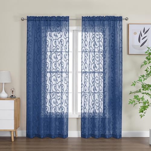 Furman Sheer Curtains 72 inches Long 2 Panels Set (Dusty Blue / 40"W x 72"L (Pack of 2))