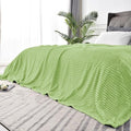 3D Ribbed Jacquard Green King Size Blankets for Bed (Grass / King(108"x90"))