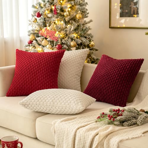 Lumbar Decorative Throw Pillow Covers 12x20 Cream White Corduroy (20" x 12" (Pack of 2) / Cream White)