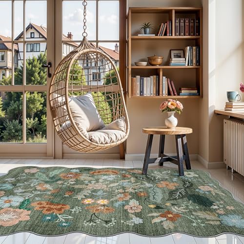 4x6 Living Room Area Rugs (4' x 6' (Rectangular) / Green/Floral)