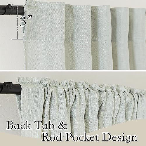 Linen Semi Sheer Curtains for Bedroom Living Room 84 inches Long (Sage Green / 52"W x 84"L (Pack of 2))