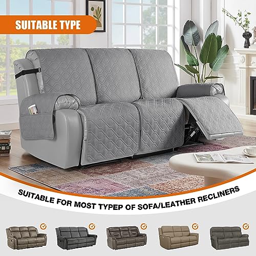 Waterproof Recliner Couch Covers Washable (Light Gray / 3 Seater)