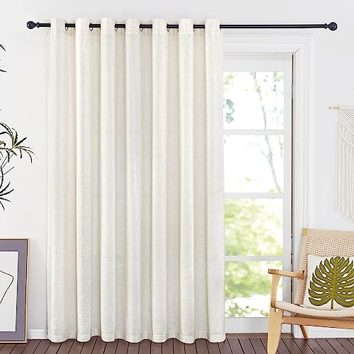 Thick Linen Sliding Door Curtains 84 inch Length (100"W x 84"L (Pack of 1) / Linen Flax Sheer)
