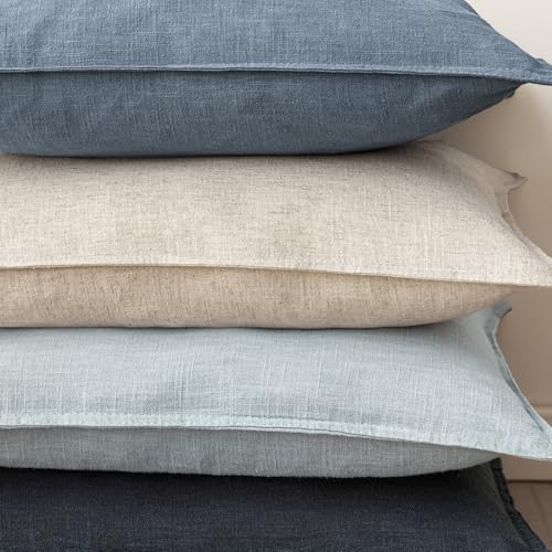 Linen Solid Decorative Throw Pillow Covers 24x24 Inch Misty Blue (24" x 24" (Pack of 2) / Spring Lake)