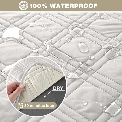 100% Waterproof Recliner Sofa Cover (Off White / 3 Seater Standard)
