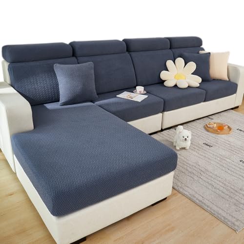 Couch Cushion Covers for Sofa Couch Covers Wear (Texture-gray Blue / One Size Chaise Cover)