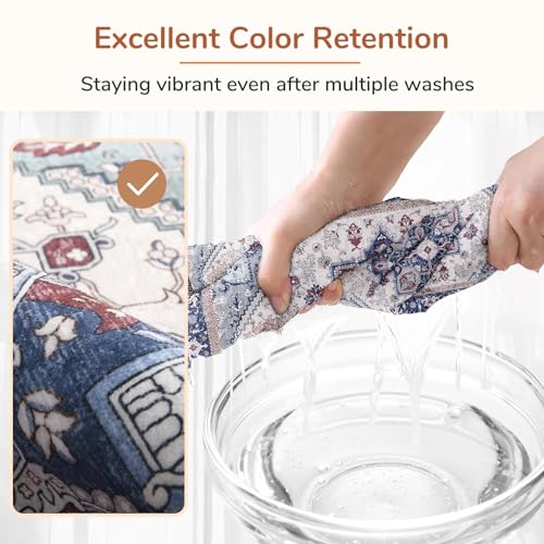 Soft Area Rugs 3' (3' (Round) / Blue & Red)