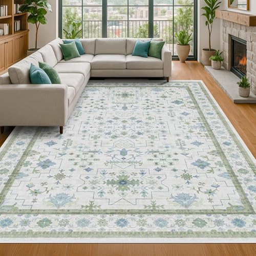 Cream Green Large 8x12 Area Rug for Living Room (8' x 12' (Rectangular) / Cream Green)