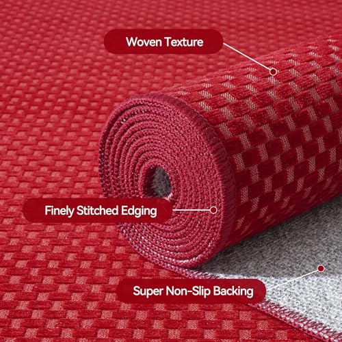 Kitchen Runner Rug Mat Non Slip Hallway Runner Washable Red 2x6 ft (Red / 2' x 6')