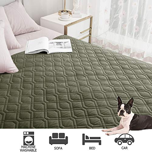 Waterproof Dog Bed Cover Pet Blanket for Furniture Bed Couch Sofa Reversible (30x53 Inch (Pack of 1) / Green+navy Blue)
