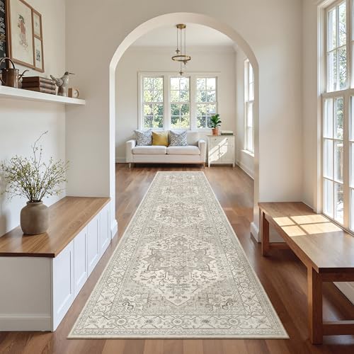 Hallway Runner Rug 2'6''x12' Kitchen Runners Vintage (Beige/Brown / 2'6" x 12' (Runner))